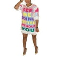 thumbnail image 1 of Liacowi Women Sequined T Shirt Dress Half Sleeve Letters Pattern Party Casual Loose Dress, 1 of 3