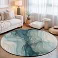 thumbnail image 2 of Round Rugs 6Ft, Teal Yellow Marble Round Area Rug Washable Indoor Throw Carpet, Modern Ink Painting Abstract Art Soft Non Slip Circle Rug for Office Cabinet Home Decor Aesthetic, 2 of 8