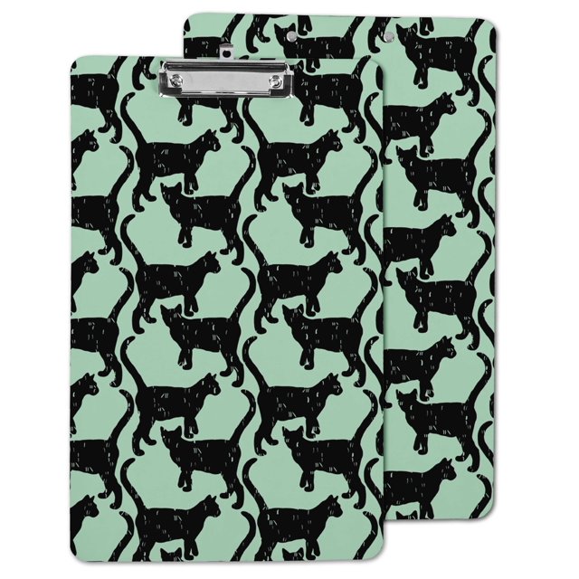 Inkdotpot Decorative Clipboard Letter Size Clipboard with Low Profile Clip,Retractable Key Hole for Hanging Paperboard for Office School w/ Free Marker & Eraser,Cat-9x15 Inch