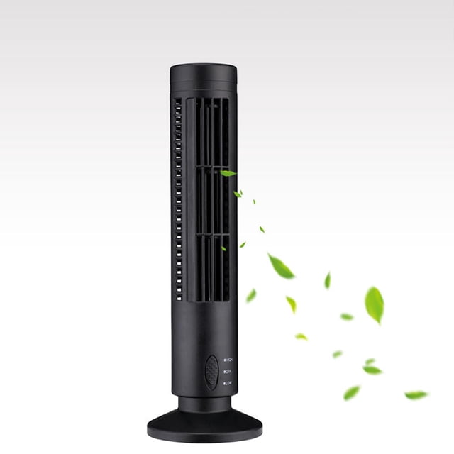 Bladeless Fan Mini USB Bladeless Tower Fan 2 Wind Speeds And Modes Standing Fan For Bedroom Living Room Home Office Black ANGGREK Negro
