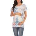 thumbnail image 1 of ZAXARRA Femmes Été Maternité Allaitement Tops Manches Courtes Col Rond Tie Dye Print en Vrac T-shirt, 1 of 4