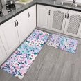 thumbnail image 2 of Blue and Pink Pioneer Flower Pattern Kitchen Rugs Sets Of 2,Anti Fatigue Kitchen Mat Rugs Non Slip Washable,Decorative Kitchen Floor Mats for Kitchen,Sink,Laundry,17"x30"+17"x47", 2 of 7