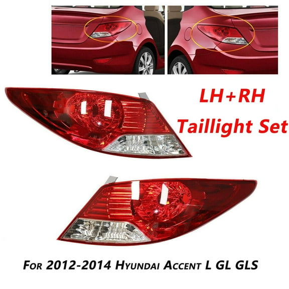 Pair Halogen Rear Lamps Tail Lights Assembly For Hyundai Accent 2012 2013 2014 Passenger Driver Taillight