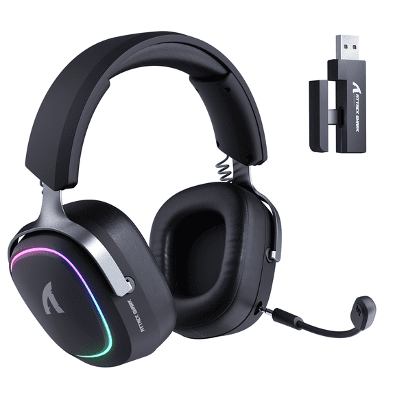ATTACK SHARK G800 Wireless Gaming Headset 7.1 Surround Sound Detachable Microphone Bluetooth/2.4G Wireless/Wired Ergonomics - Black