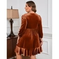 thumbnail image 4 of Yesfashion Women's Plus Size velvet Long Sleeve Square Collar Midi Party Dress, 4 of 5