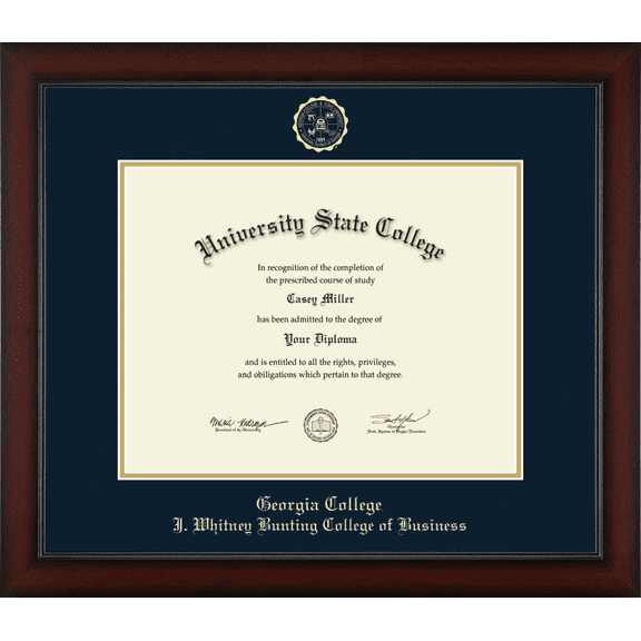 Georgia College & State University J. Whitney Bunting College of Business Diploma Frame, Document Size 14" x 11"