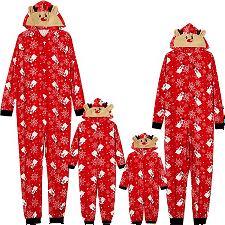 

Matching Family Christmas Onesies Pajamas Sets Elk Antler Hooded Romper PJ s Zipper Jumpsuit Loungewear