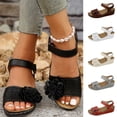 thumbnail image 6 of Nrmvnmi Women's Boho Wedge Sandals Open Toe Ankle Strap Summer Floral Hollow Out Platform Ankle Buckle Sandals Gray Mothers Day Gifts, 6 of 6
