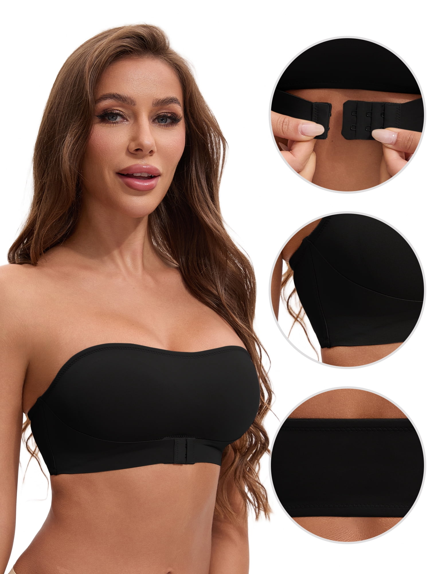 Unique Bargains Women's Strapless Wirefree Bandeau Bras XL Black