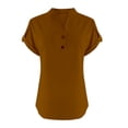 thumbnail image 3 of WCJM Women's V-Neck T-Shirts Short Sleeve Summer Tops Casu Women's Short Sleeve T-Shirt Women's Fashion Casual V Neck Button Down Short Sleeve Tops T Shirt, 3 of 4