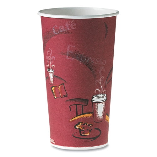 Single-Sided Poly Paper Hot Cups, 20 oz, Bistro Design, 600/Carton | Bundle of 2