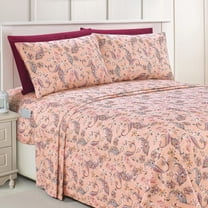 Elegant Comfort Luxury Soft Bed Sheets Paisley Pattern - 1500 Premium Hotel Quality Microfiber Softness Wrinkle and Fade Resistant (6-Piece) Bedding Set, King, Paisley Coral