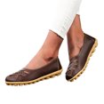 thumbnail image 3 of Womens Flats PU Leather Comfort Flat Shoes Loafers On Women Comfort Walking Flat Loafers Casual Shoes Driving Loafers Walking Shoes for Women Coffee 6.5, 3 of 6