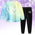 thumbnail image 2 of mgoYE Kids Girl Clothes Tie Dye Long Sleeve Cute Pattern Top and Pants Toddler Girl Fall Spring Outfits Pant Set, 2 of 9