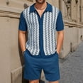 thumbnail image 2 of Stamzod Men Short Sets Outfits 2 Piece Summer Turndown Short Sleeve Knitting Cotton Shirts and Shorts Set Casual Beach Vacation Clothes for Men with Pocket Navy M, 2 of 4