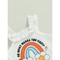 thumbnail image 4 of Infant Baby Girls Summer Outfit White Sleeveless Rainbow Print Romper Floral PP Shorts/Flared Pants Sets, 4 of 7