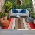 thumbnail image 2 of Red Pink Outdoor Rug for Patio/Deck/Porch, Non-Slip Large Area Rug 5 x 8 Ft, Farmhouse Wood Grain Vintage Brown Striped Indoor Outdoor Rugs Washable Area Rugs, Reversible Camping Rug Carpet Runner, 2 of 8