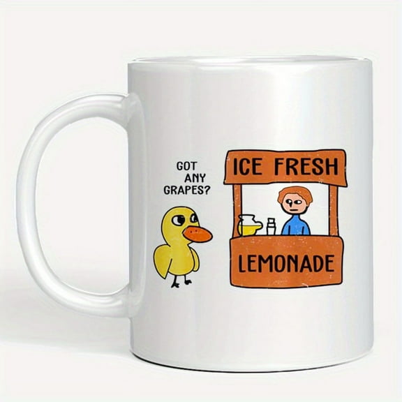 1pc, Funny Sarcasm Coffee Mug, Fresh Lemonade Got Any Grapes Duck Ceramic Coffee Cup, Funny Gift, Funny Christmas Mug, Christmas Gift (11oz/330ml)