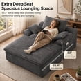thumbnail image 3 of SESSLIFE 65" Oversized Chaise Lounge Chair Indoor, Corduroy Boneless Sofa Bed with Wide Armrest 3 Pillows, Upholstered Cloud Sofa Couches for Living Room, No Assembly Require, Dark Gray, 3 of 7