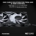 thumbnail image 7 of Phanteks M25-120 Gen2 Reversed Blade Triple Pack, 3x 120mm ARGB High Performance Cooling Fans, Daisy-chain Unified Fan Frame, Infinity Mirror hub, single cable connection, Black, 7 of 7