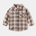 thumbnail image 2 of Toddler Boys Long Sleeve Shirts Plaid Fashion Casual Boys Shirts With Pockets Button Down Sweatshirts Fall Winter Kids Clothing Coffee 4-5 Years, 2 of 3
