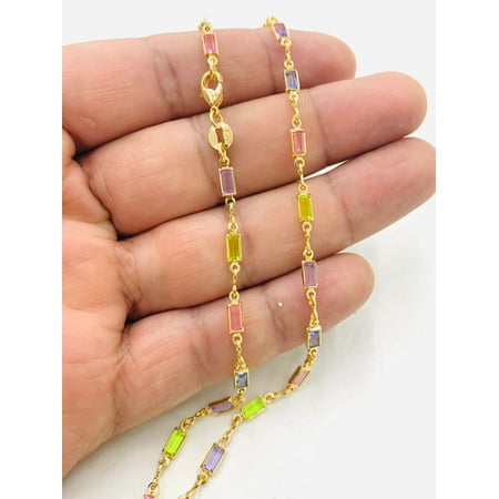 Womens Necklace Chain Chockers 17.5" in Gold Filled / Dainty Everyday Necklace for Ladies / Multi Color Necklace / Gargantillas de Mujer Oro