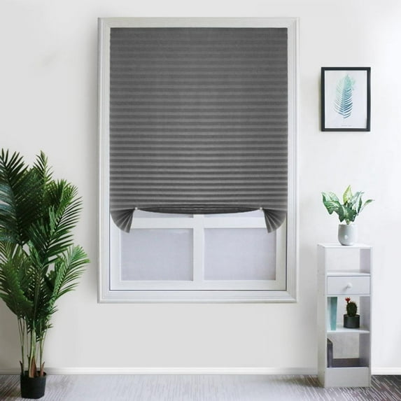 Taykoo Non-woven Shading Pleated Blinds Waterproof Window Treatment Valance Room Darkening Curtain Installed by Adhesive Tape