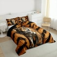 thumbnail image 4 of Manfei Teens 3D Tiger Bedding Comforter Set, Jungle Wildlife Animal Twin Comforter Sets, Orange Black Abstract Reversible Bedding Set, Microfiber Bedroom Decor, 2pcs, 4 of 9