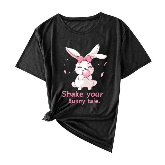 Camisas de Manga Corta para las Mujeres Moda Casual Impresión Cuello Redondo Suéter Tee Blusas