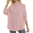 thumbnail image 2 of Baqcunre Plus Size Tops Fall Fashion Oversized Casual Pullover Knitting High Collar Casual Plus Size 3Xl Women Sweater Top Womens Jacket Womens Fall Tops Pink M, 2 of 5