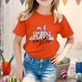 thumbnail image 2 of LUOGENLI T-Shirt pour Filles, Mignon Graphique de Pâques, Col Rond, Manches Courtes, T-Shirt d'Été Décontracté, Blanc, Maxi, Orange, 1-2 Ans, 2 of 4