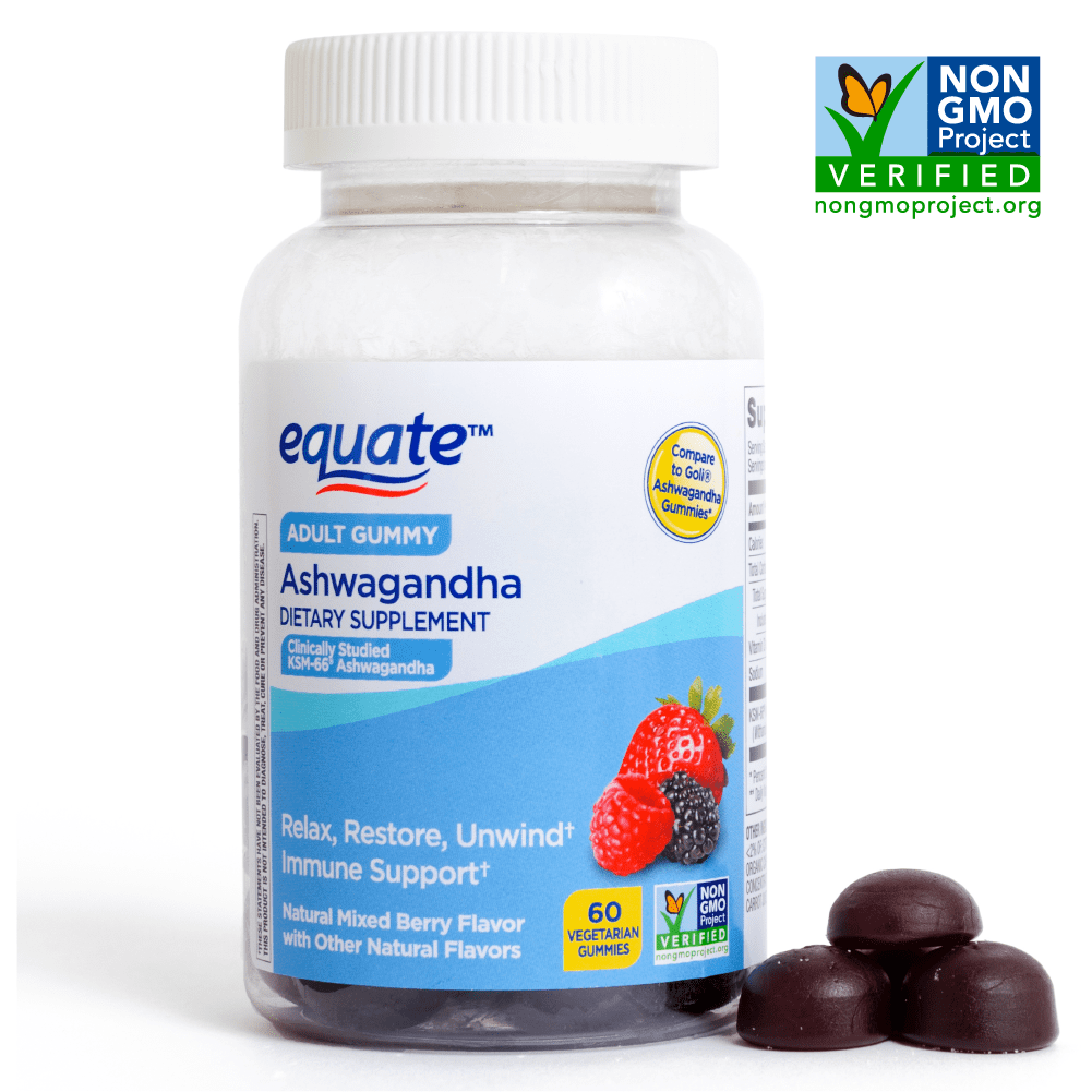 Equate KSM- 66 Ashwagandha, 300 mg Adult Vegetarian Gummies, 60 Count