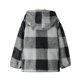 thumbnail image 6 of EnJoCho Girls Fleec𝖾 Sher𝗉a Jacket Full Zip Hooded Plaid Winter Fall Coat Warm Soft Cozy Lined Outerwear Pockets Cute Clothes Kids Girls Jacket Coat 8-14 Years, 6 of 9