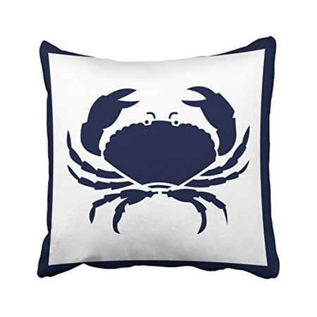 Winhome Square Throw Pillow Covers Outdoor Nautical Crab White