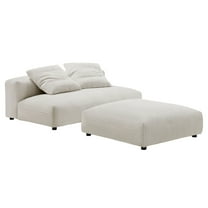 Modular Loveseat Sofa and Ottoman, Brown, Fabric, Living Room Lounge Cafe Lobby Hospitality Restaurant, Modern Contemporary, HB37437