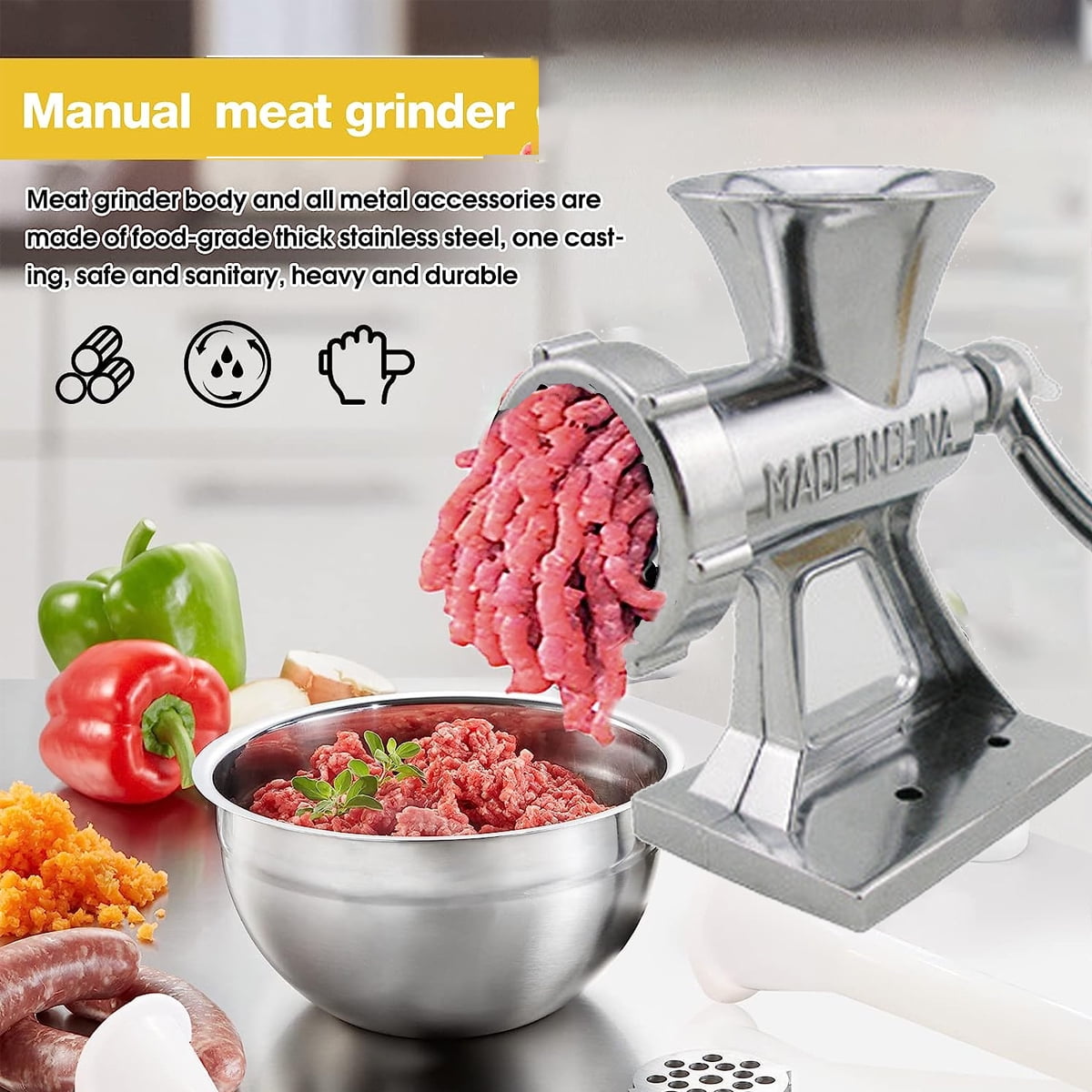 Ifcow Manual Meat Grinder Meat Grinder Sausage Stuffing Machine Food