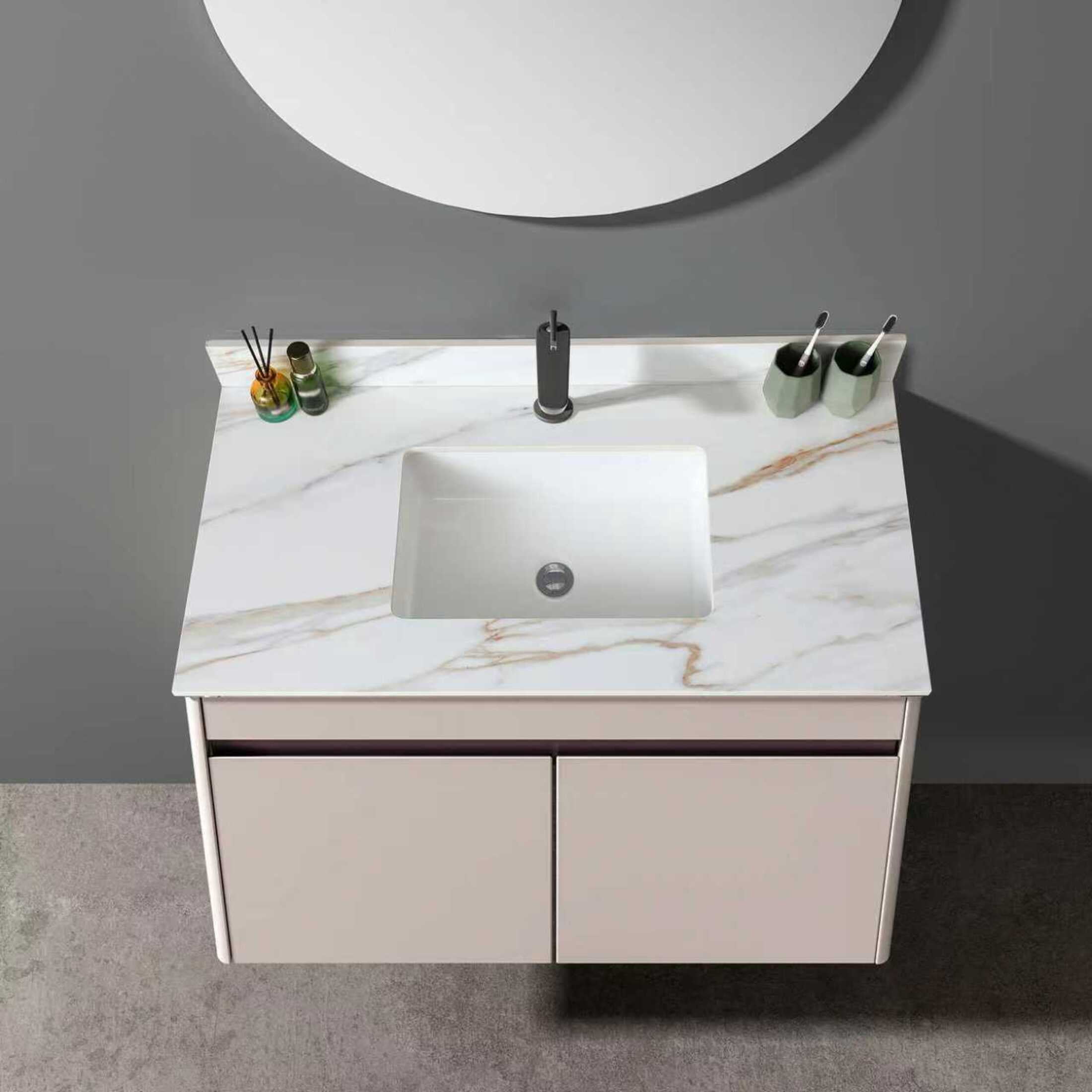 Noble House 43-Inch Bathroom Vanity Top with Undermount Sink, Backsplash, Pre-Drilled Faucet Hole, White