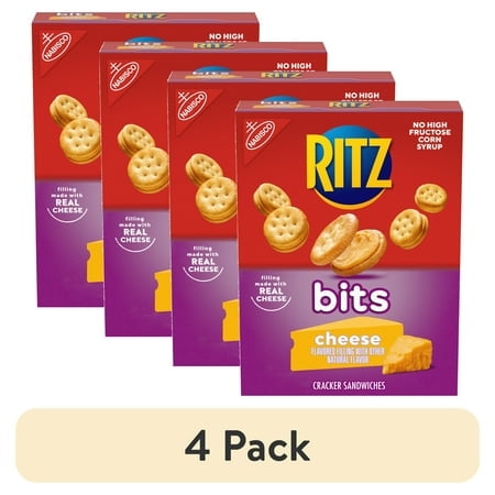 (4 pack) RITZ Bits Cheese Sandwich Crackers, Snacks for Kids and Adults, Lunch Snacks, 8.8 oz