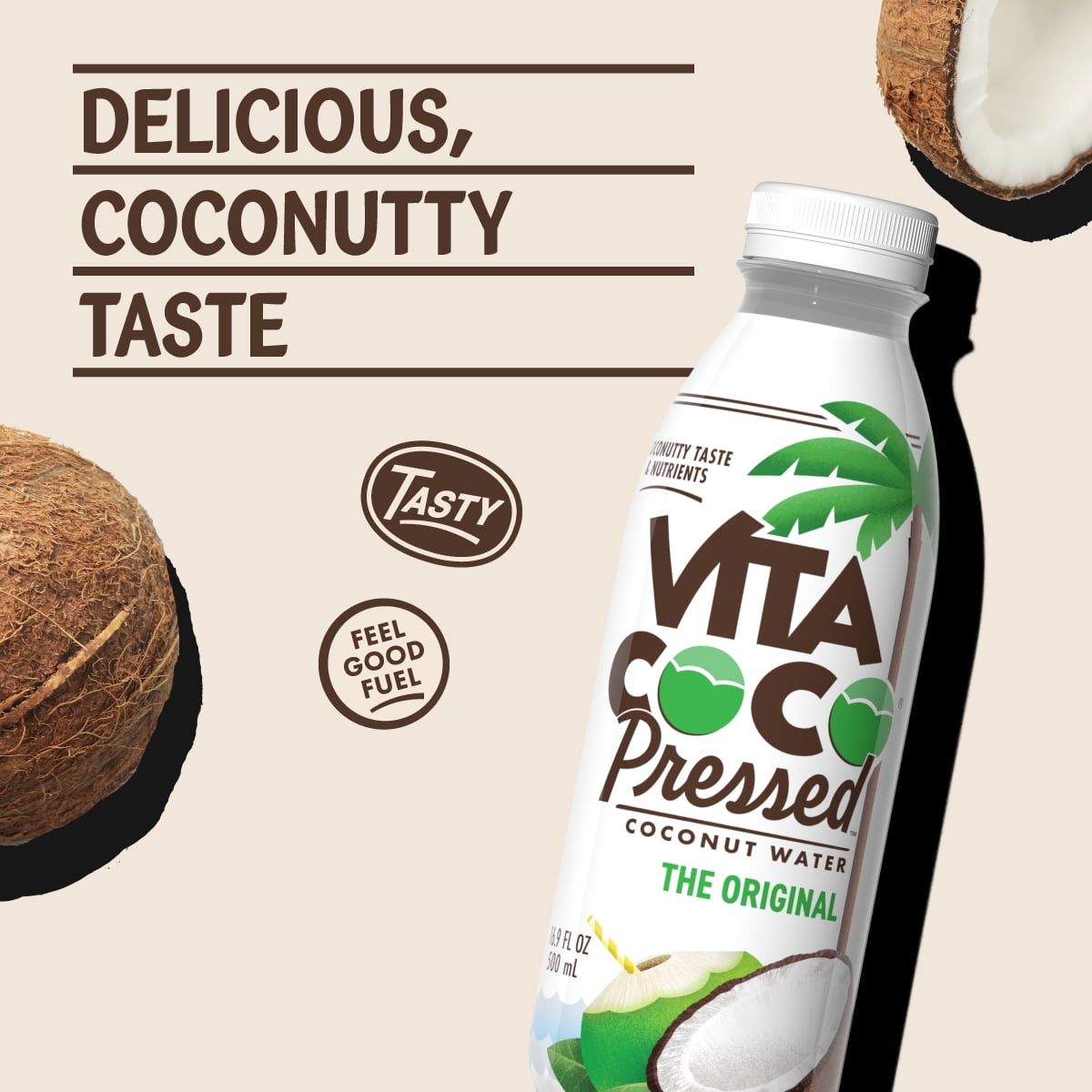 (6 pack) Vita Coco Pressed Coconut Water, Nutrient & Electrolyte Rich, Original, 16.9 fl oz