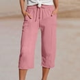 thumbnail image 2 of Linen Vacation Pants - Lightweight Summer Beach Trousers 2025, Pink Linen Pants for Women Lightweight Spring Womens Summer Pant 2025 Ladies Vacation Beach Trousers with Pockets, 2 of 6