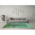 thumbnail image 3 of Ahgly Company Indoor Square Oriental Turquoise Blue Industrial Area Rugs, 8' Square, 3 of 4