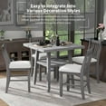 thumbnail image 6 of 5-Piece Counter Height Dining Table Set in 2 Table Sizes with 4 Folding Leaves and 4 Upholstered Chairs for Dining Room (Gray+Beige Cushion), 6 of 7