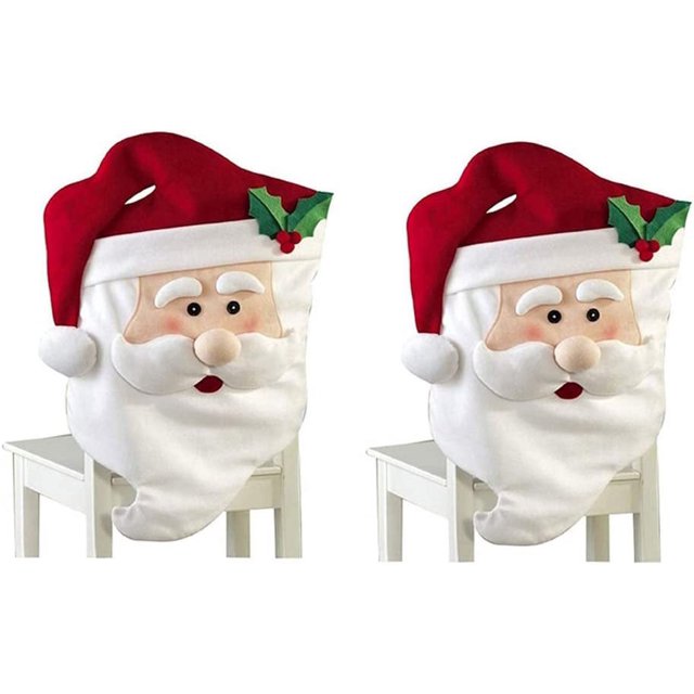 Fundas para sillas de comedor de Papá Noel, decoración navideña, fundas para asientos de comedor, fundas para sillas, decoración de cena navideña, fiesta de Navidad (45 * 70 cm, Mr Santa (2PCS))