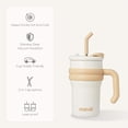 thumbnail image 3 of MAVIÉ 24oz Tumbler With Handle & Metal Straw + Silicone Cover & Sip Spout, Double Insulated Stainless Steel Water Bottle With Rubber Base, Leakproof, Cup Holder Friendly Travel Coffee Mug (Blue), 3 of 11