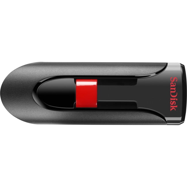 SanDisk Cruzer Glide USB Flash Drive - 64 GB - USB 2.0 - Black, Red - Retractable, Password Protection, Encryption Support, Temperature Proof
