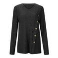 thumbnail image 5 of XPMWRP Women's Fall Fashion Long Sleeve Solid Color Shirt Dressy Casual V Neck Button Blouse Sweater Ribbed Knit Split Tunic Tops Black XXL, 5 of 7