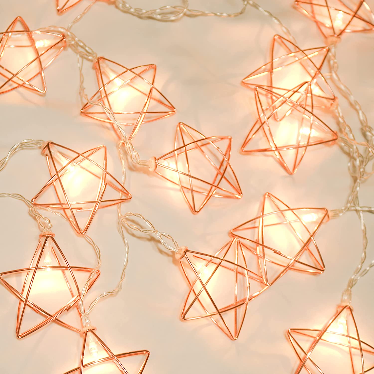 Better Life Attic 9ft Big Star String Light, Rose Gold Metal Star