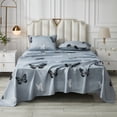 thumbnail image 1 of Move Over 4 pcs Butterfly Sheet Set Twin Grey Fitted Sheet Chic Butterflies Pattern All Around Elastics Deep Pocket Sheet, 1 of 8