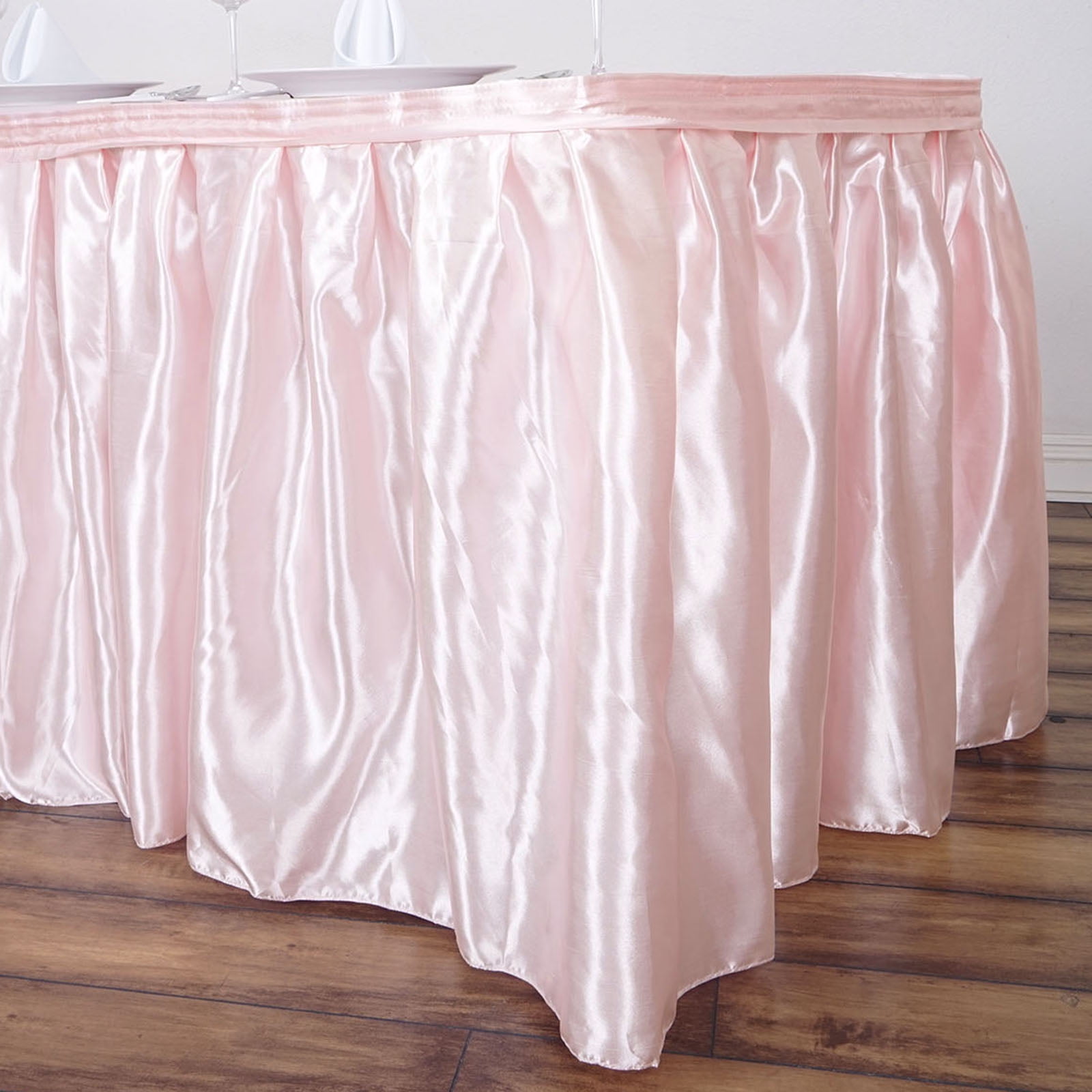 Balsacircle Blush Satin Drape Banquet Table Skirt Wedding Party