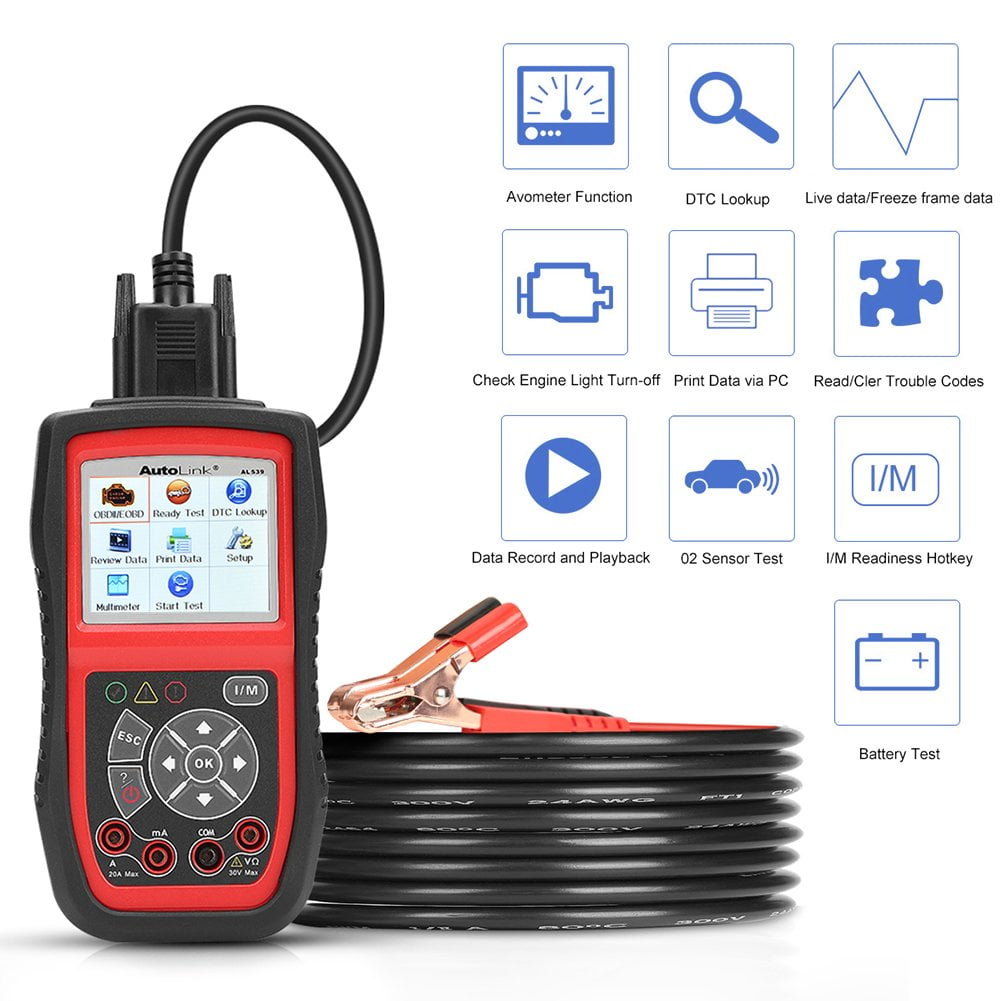 Autel Autolink AL539B OBD2 Scanner, Avometer, Car Battery Tester 3in1